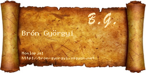 Brón Györgyi névjegykártya